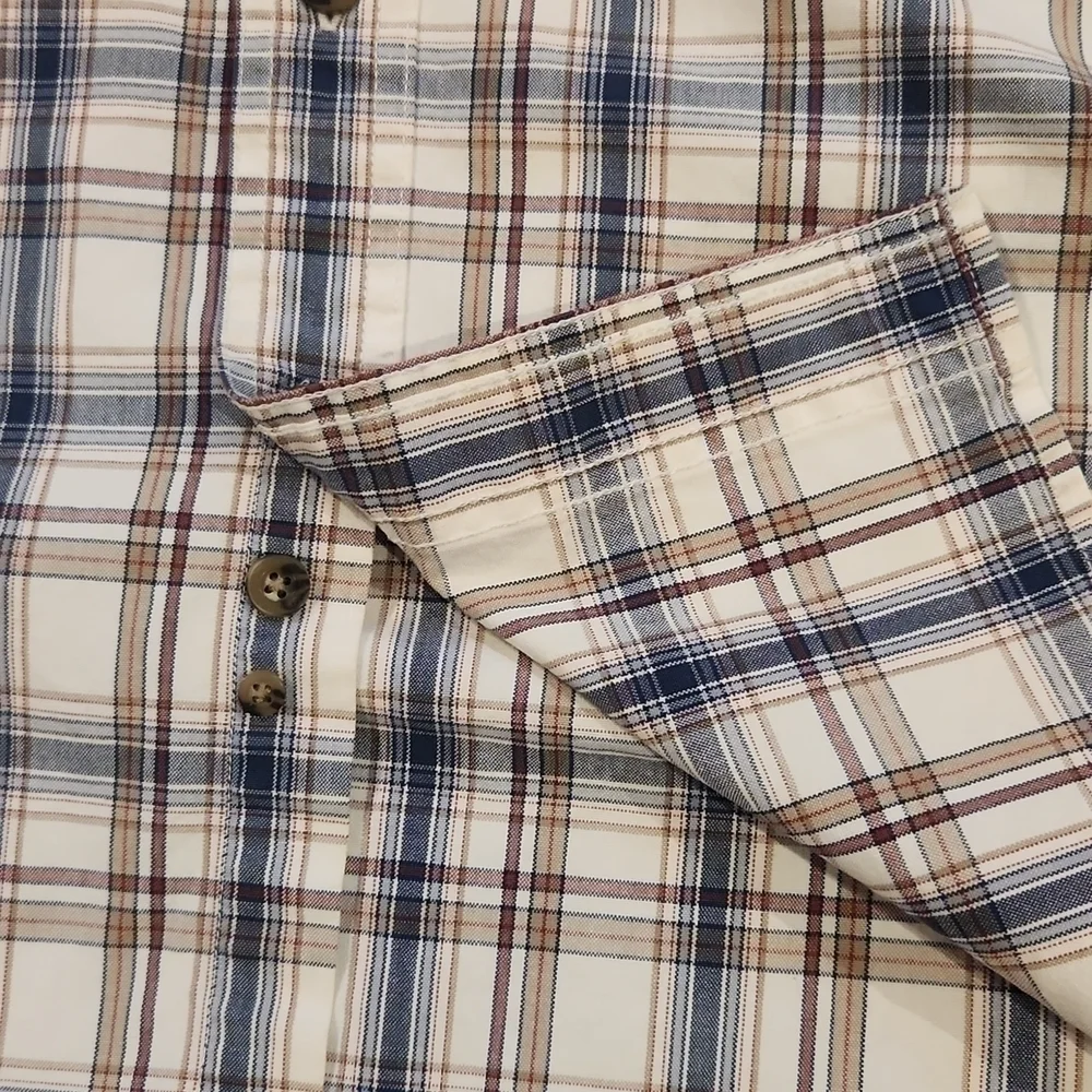 CARHARTT Tan & Blue Plaid Button-Up Work Shirt
